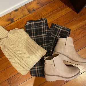 High neck cable knit sweater